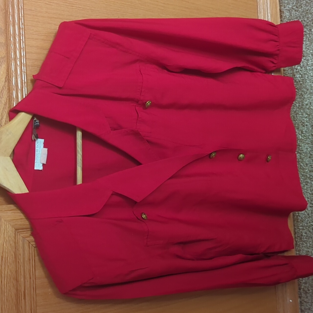 Red Button-Up Blouse